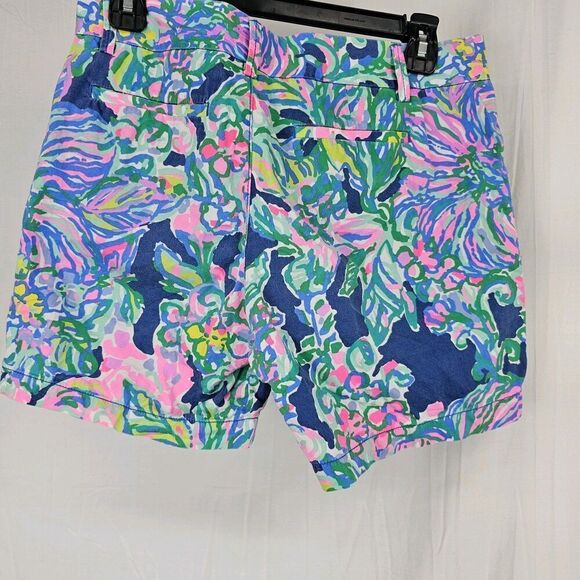 Lilly Pulitzer Bright Indigo Exotic Escapade Print The Jayne Shorts Womens 2 - Picture 2 of 6